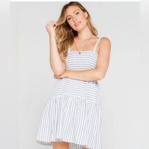 Urban Outfitters Lumiere Stripe Smocked Babydoll Dress